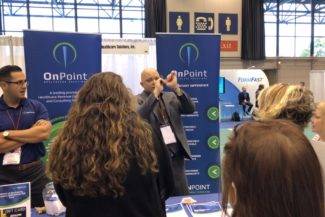 Performing mentalism at an on point trade show booth