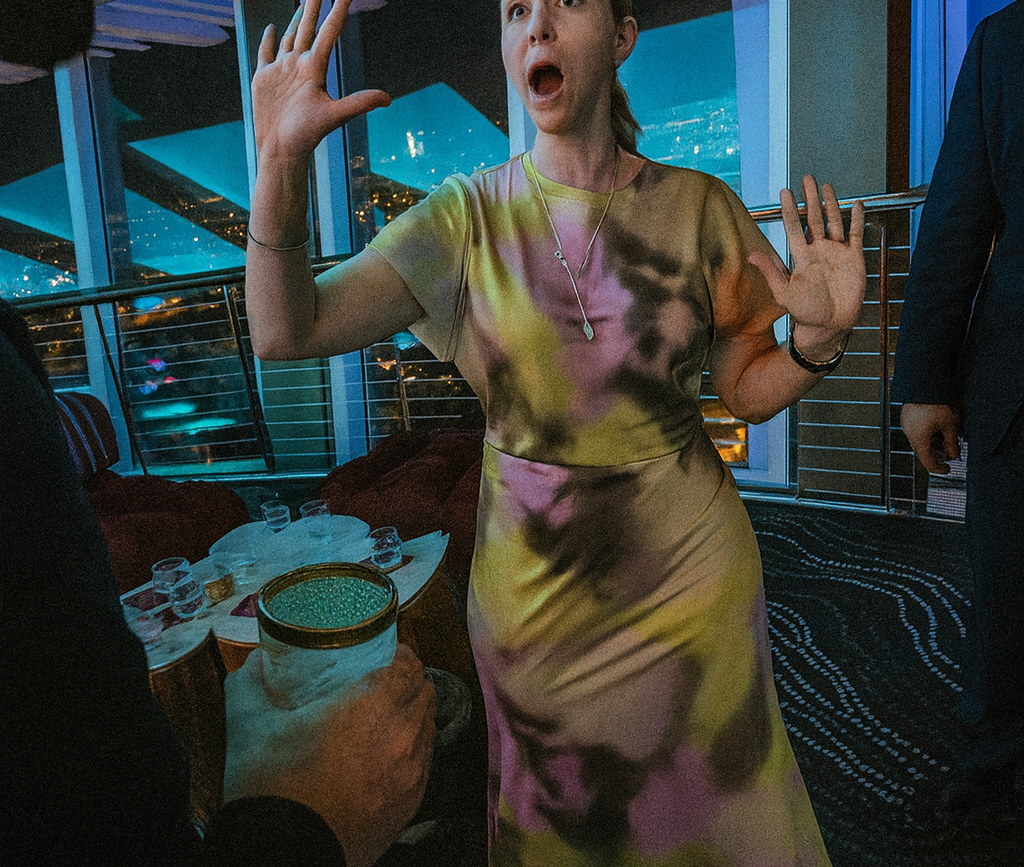 Corporate mentalist at a Holiday Party in SuperYacht Village in Ft Lauderdale